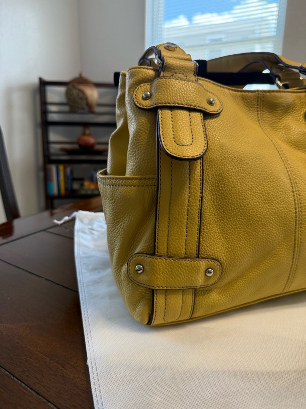 Tignanello Leather Hobo Tote Mustard Yellow | Tags Attached | Silver Hardware - Picture 4 of 11